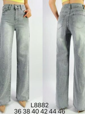 Jean premium coupe droite stretch avec strass T36-T46 L8882